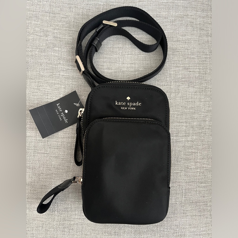NWT: Kate spade Chelsea black nylon crossbody phone bag